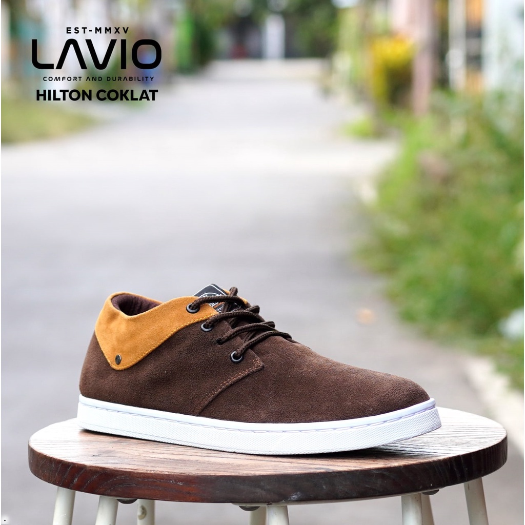 Sepatu Casual kantoran Pria Lavio Hilton Warna Hitam - Coklat - Nevy - Mocca-Coklat
