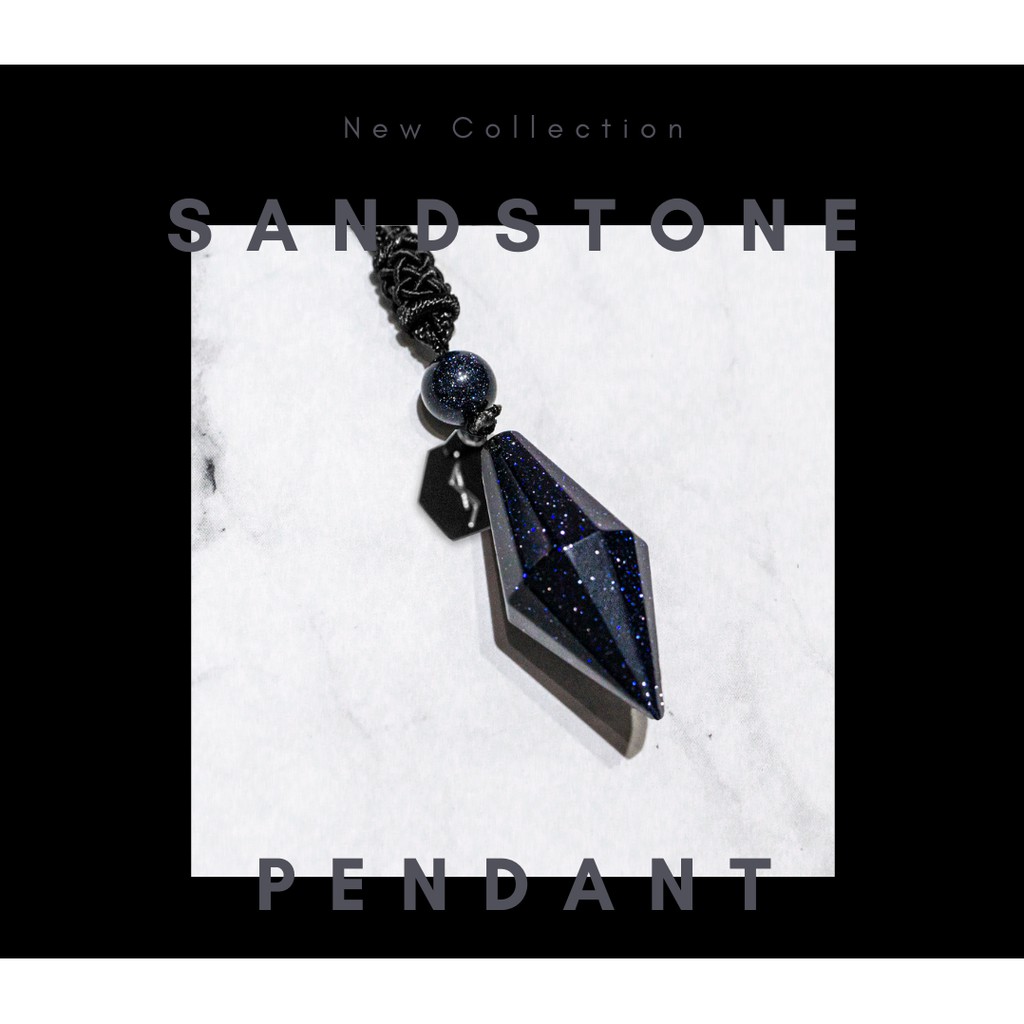 SORCERY Pendant Bandul Liontin Kalung Kesehatan Natural Stone Batu Alam Asli Unisex Cewek Cowok Pria Wanita-Sandstone