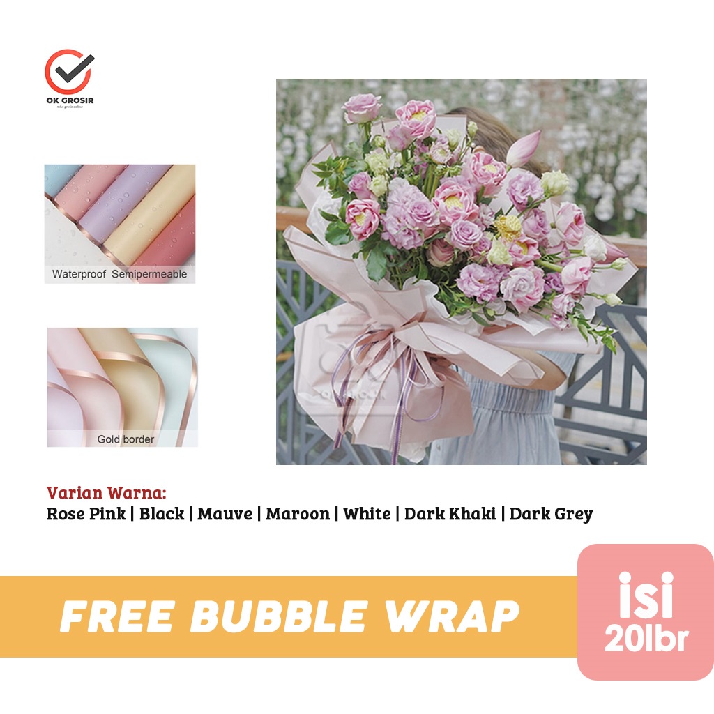 

Flower Wrapping Cellophane Paper Kertas Bouquet Buket Bunga Halus Color Warna (5 lbr)