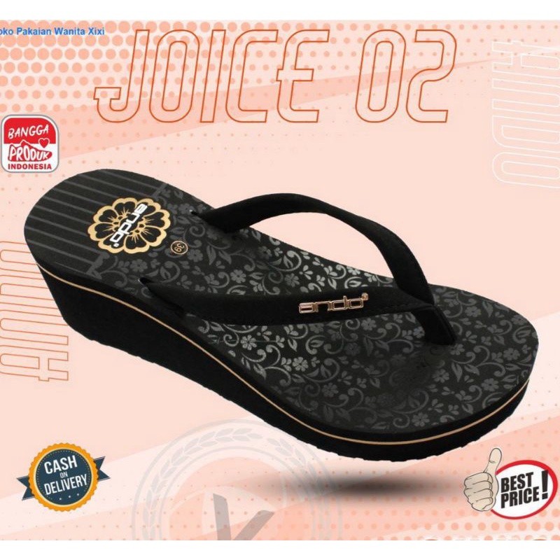 TERMURAH!!! Sandal Ando Jepit Wedges - ANDO JOICE 02  - 100% Original-ANDOJoice02-Emas