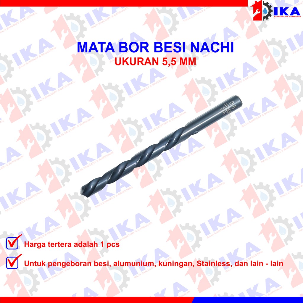 Mata Bor Besi NACHI HSS  1 1.5 2 2.5 3 3.5 4 4.5 5 5.5 6 8 mm ASLI (ORIGINAL 100%) HARGA PER 1BUAH