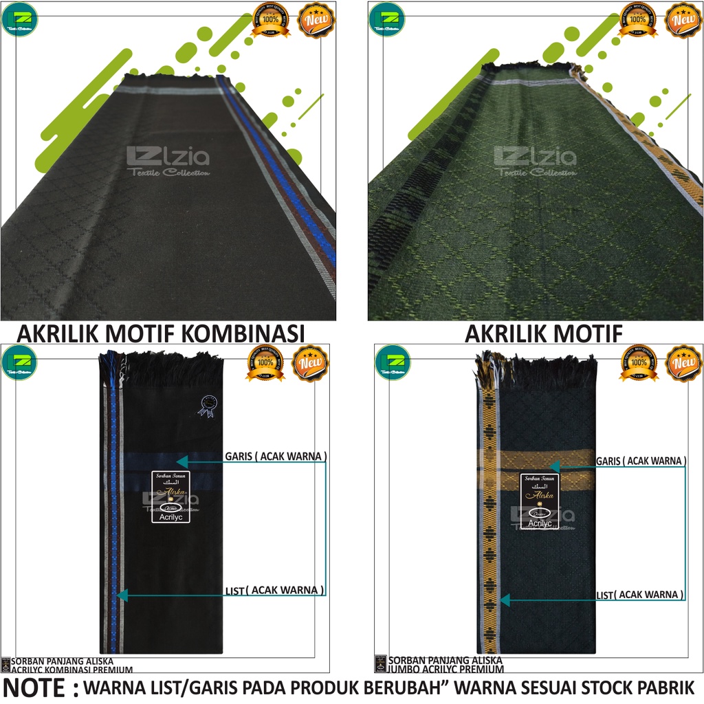 SORBAN PANJANG SORBAN ALISKA JUMBO BAHAN AKRILIK PREMIUM