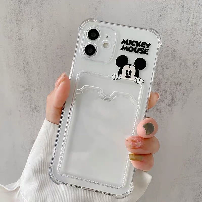 Case Motif Kartun Dengan Kartu Untuk iPhone 12 13 11 Pro Max X Xs Max Xr 7 8 Plus