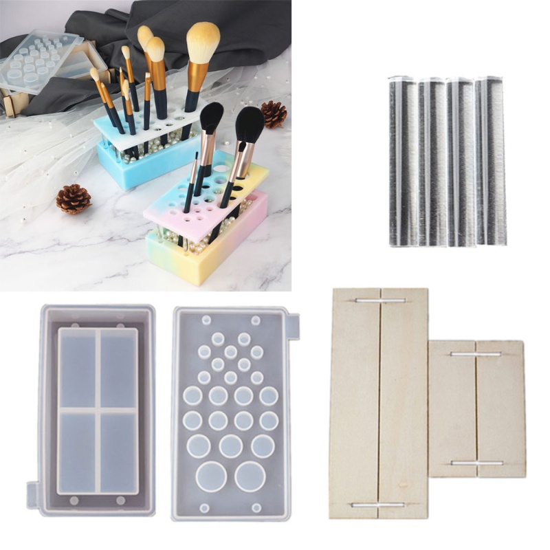 SIY  Handmade Makeup Brush Holder Organizer Resin Mold Cosmetics Brushes Storage Solution Resin Casting Mold Art Crafts Tools