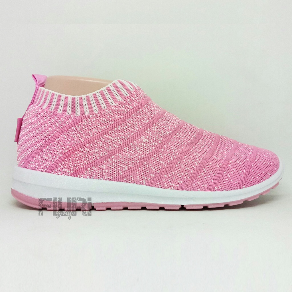 FIURI - ANDO Original Lenny PINK 37-40 - Sepatu Olahraga Lari Wanita - Sepatu Sekolah - Sepatu Ando - Sepatu Sneakers Kuliah Senam Gym Jogging Sport Wanita - Sepatu Casual - Sepatu Rajut Slip On - Fashion Wanita