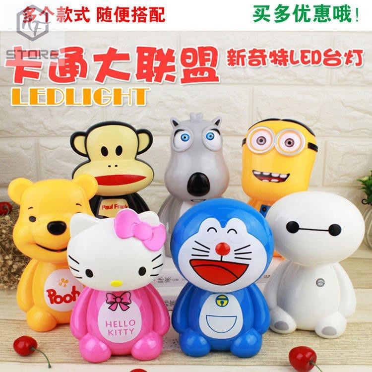 Lampu Tidur Lampu Belajar Anak Karakter Doraemon HK Minion Baymax Pooh/lampu karakter unik