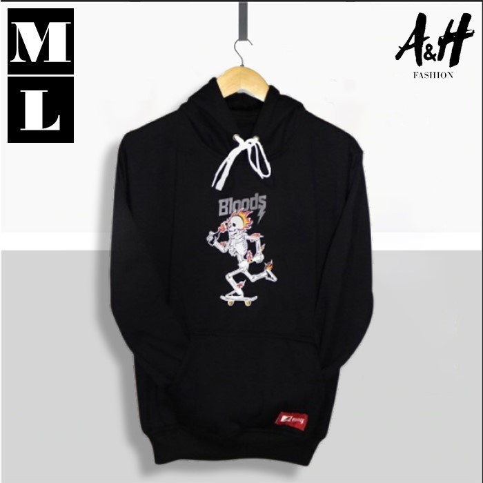 Sweater Hoodie BLOODS Pria Jaket Distro TENGKORAK Pria-Wanita Unisex Size M-L-XL Original KERONGKO