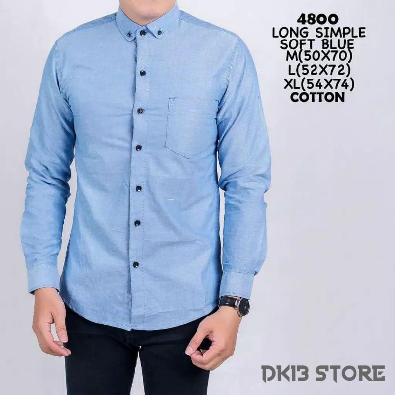 KEMEJA POLOS PRIA  PANJANG SOFT BLUE JUMBO XL-XXL-XXXL