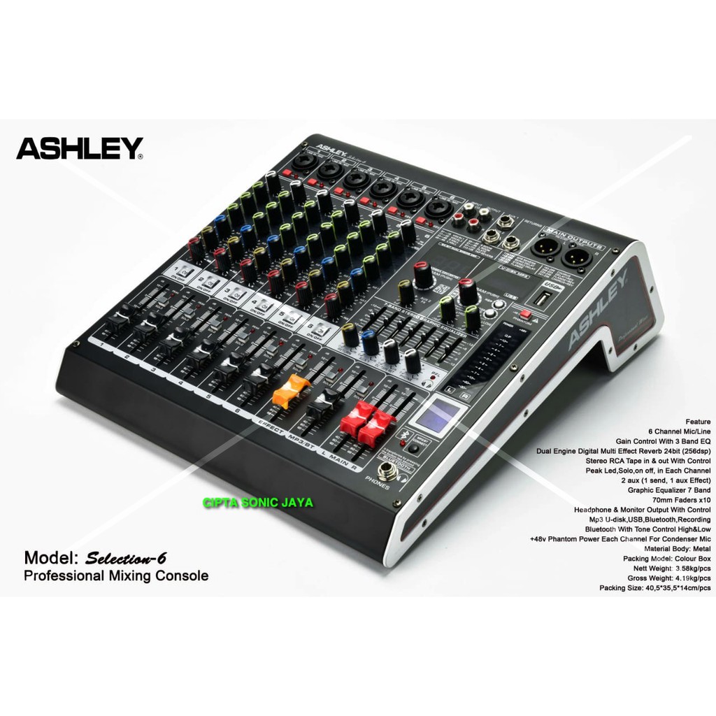 MIXER AUDIO ASHLEY SELECTION 6 - 6 CHANNEL BLUETOOTH SELECTION6