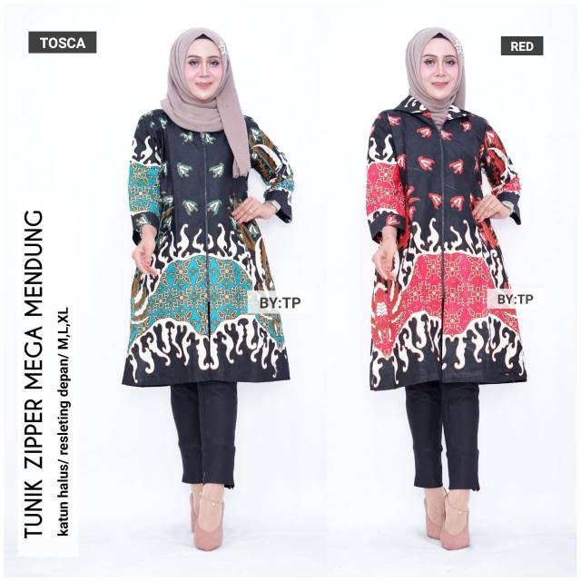 Tunik zipper mega mendung