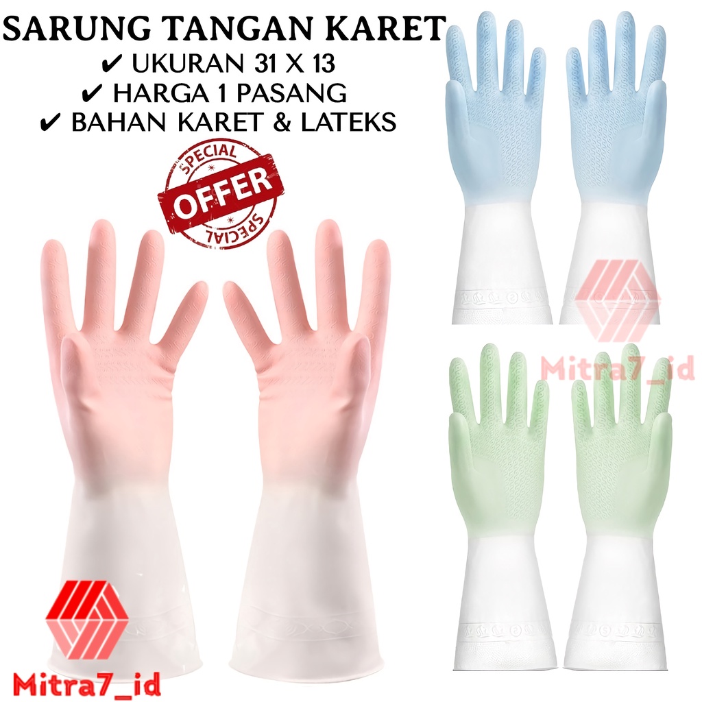 [M7] Sarung Tangan Karet Rubber / Sarung Tangan Cuci Piring Anti Air / Sarung Tangan Serbaguna / Sarung Tangan Latex