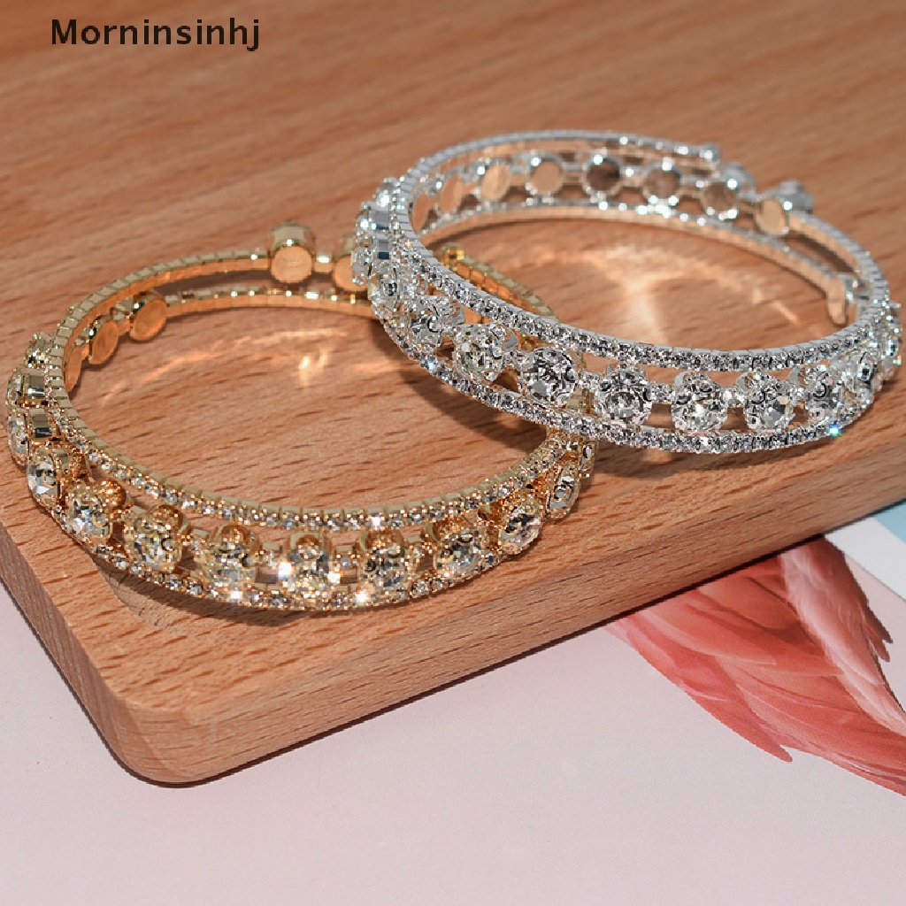 Mornin Fashion Gelang Kristal Untuk Wanita Pernikahan Bangle Tangan Perhiasan Multi-Layer Bridal Rhinestone Bracelet id