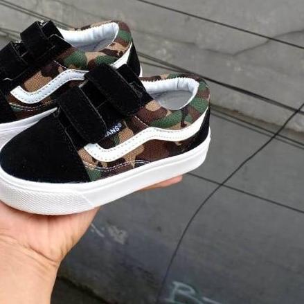 ۞ Sepatu Vans Anak Motif Army Perekat Tinggi ➧