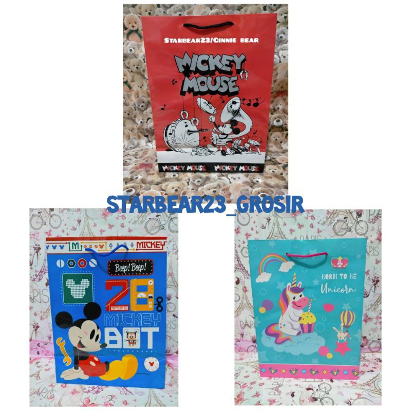 

Paperbag Glossy 3 Motif (Mickey Red, Blue and Unicorn)