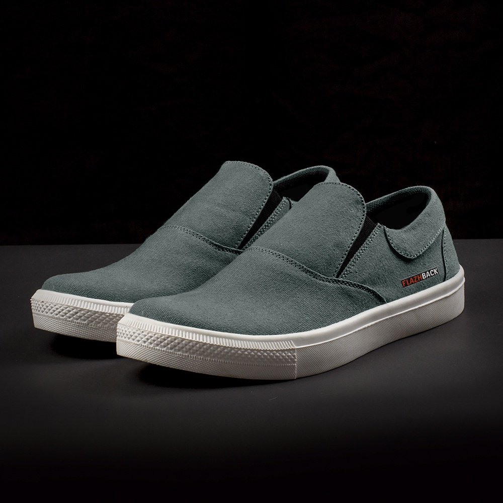 OWL GREY |ManNeedMe x FLAZHBACK| Sepatu Sneakers Pria Casual Slip On Kanvas ORIGINAL