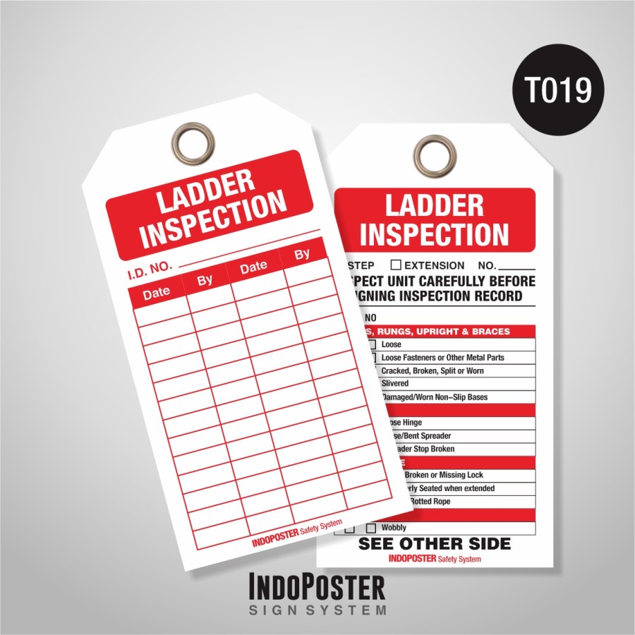 

Tag Out LOTO Lock Out Tag Out PVC Safety K3 OSHA ANSI ISO Ladder Inspection Pengecekan Pemeriksaan Tangga