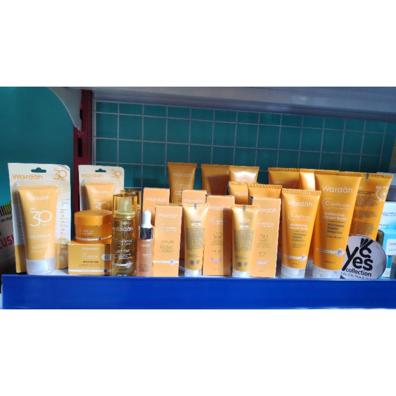 Wardah C Defense Series | Face Mist 55ml Sleeping Mask Serum 20ml DD Cream Natural Light 20 g Creamy Wash 100ml - 50ml UV Sunscreen Gel SPF 35 - 40 ml