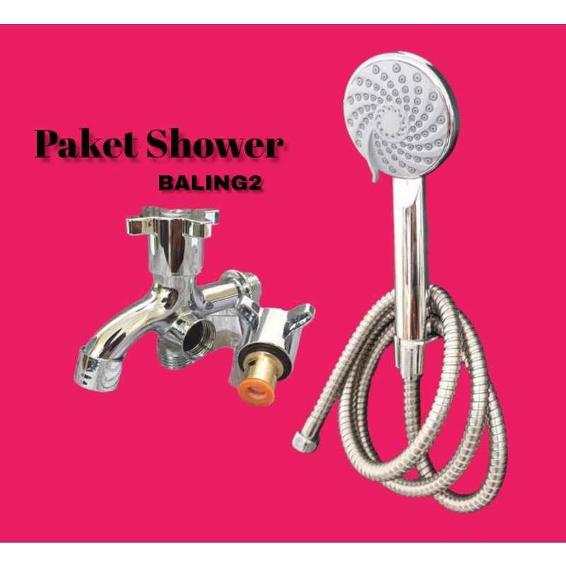 Paket Shower Dinding Pancuran Mandi dan Kran Cabang Baling Harga Murah