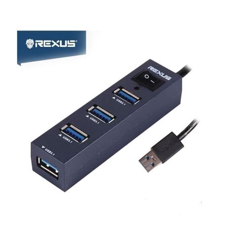 Usb 3.0 hub rexus 4 port usb 3.2 on off switch 5Gbps 20w rxh-327 h327 - Terminal usb3.0 saklar rxh327