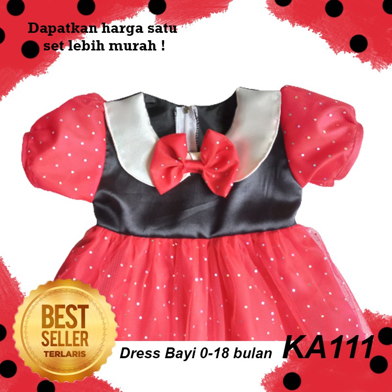 Dress Gaun Ulang Tahun Minnie Mouse Bayi 6 12 bulan Baju Princess Mickey Mouse Disney Gaun KA111