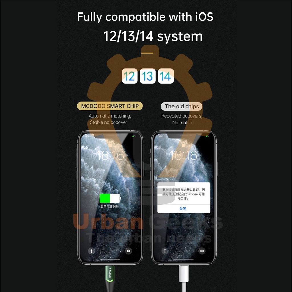 Mcdodo Lightning Kabel data iphone Fast charge 2A with LED CA7840