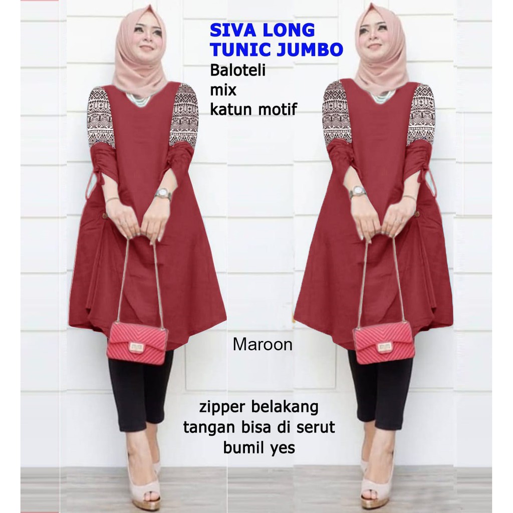 BOOM - TUNIK LONG SIVA  XL, XXL, 3XL 64152,67136 / TUNIK WANITA MUSLIM/ TUNIK TERMURAH / FASHION WANITA