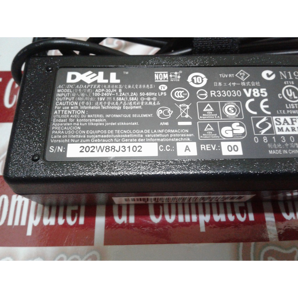 Original Adaptor Laptop Dell 19v 1.58a Inspiron Mini 1010 1011 1012 1018 1210 Vostro A90 Series