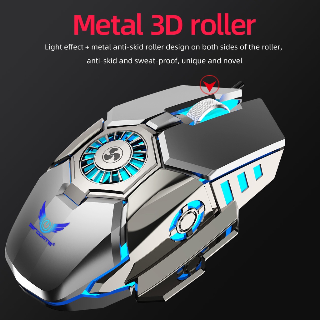 G22 Mouse Kabel Sensitif Anti Selip Dengan Kipas Pendingin 6400DPI Plug Play Mouse Gaming Untuk Desktop