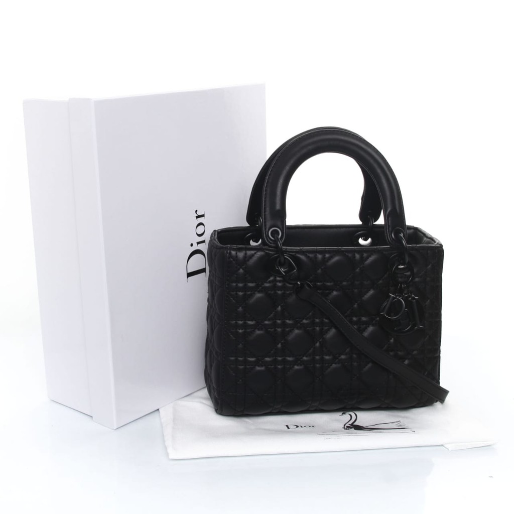 Grosir Tas Murah Tas Dior Lady Ultra Black Matte Medium  Seprem Box 9088