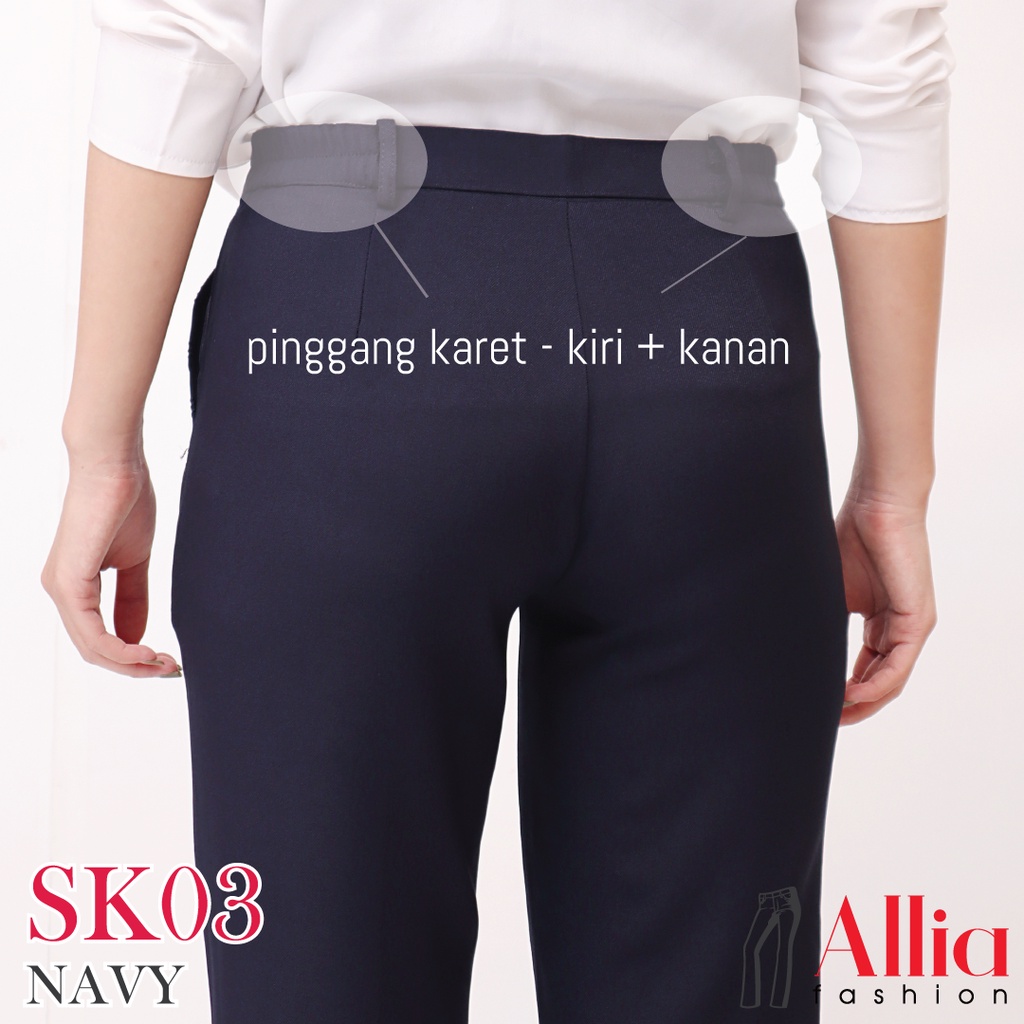 ALLIA SK03 NAVY BLUE M - 7L - CELANA KERJA WANITA PREMIUM - CELANA KANTOR WANITA MURAH