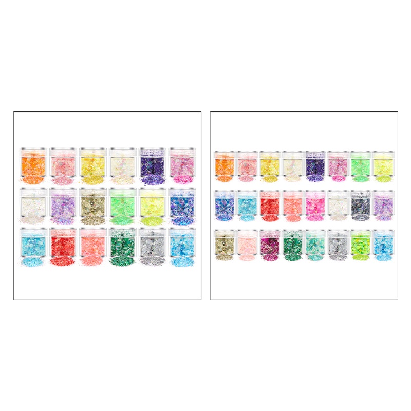 Siy 18 / 24 Warna Bubuk Glitter Sequin Holografik Luminous Untuk Dekorasi Nail Art