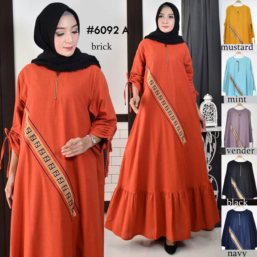 GAMIS JUMBO.GAMIS MURAH.GLD F. REAL PICT. GAMIS JUMBO BORDIR.LD 122 CM.BAHAN KATUN LINEN IMPORT