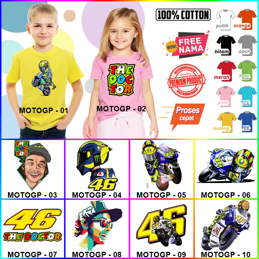 Baju Kaos ANAK DAN DEWASA MOTO GP MOTOGP COUPLE (FREE NAMA)