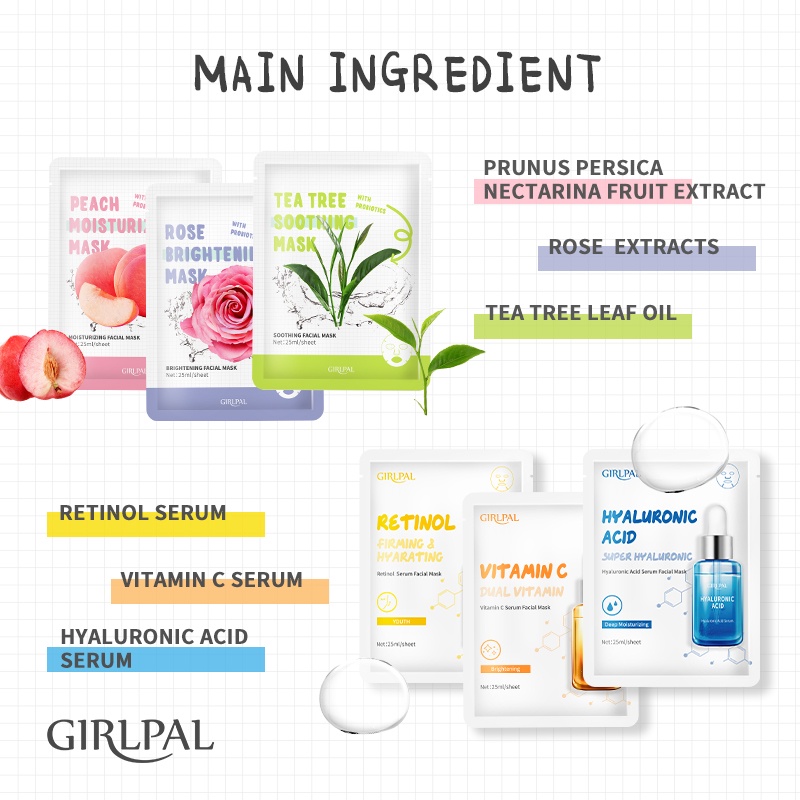 [BPOM] GIRLPAL Centella Asiatica Peeling Gel + Sheet Mask / Masker Wajah Face Skincare