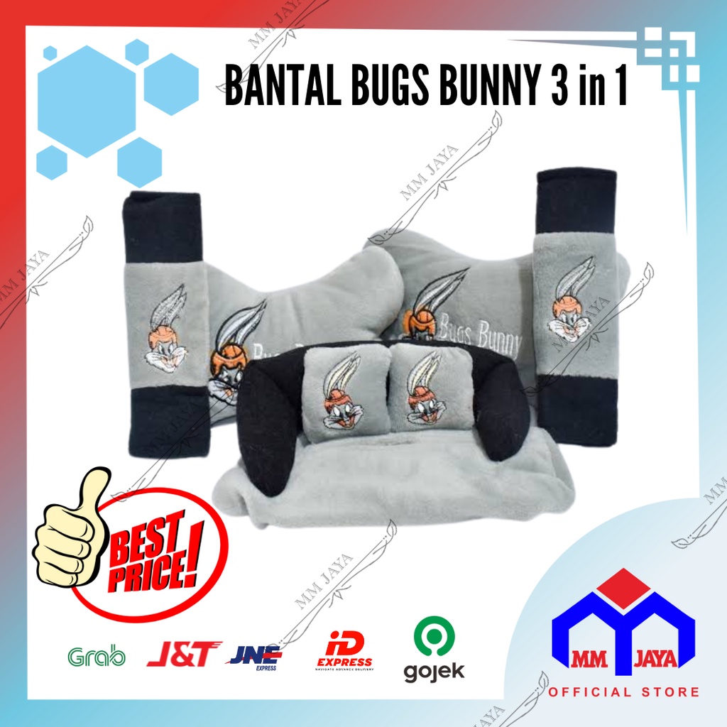 Bantal Mobil / Bantal Leher mobil 3in1 Bugs Bunny Aksesoris Mobil