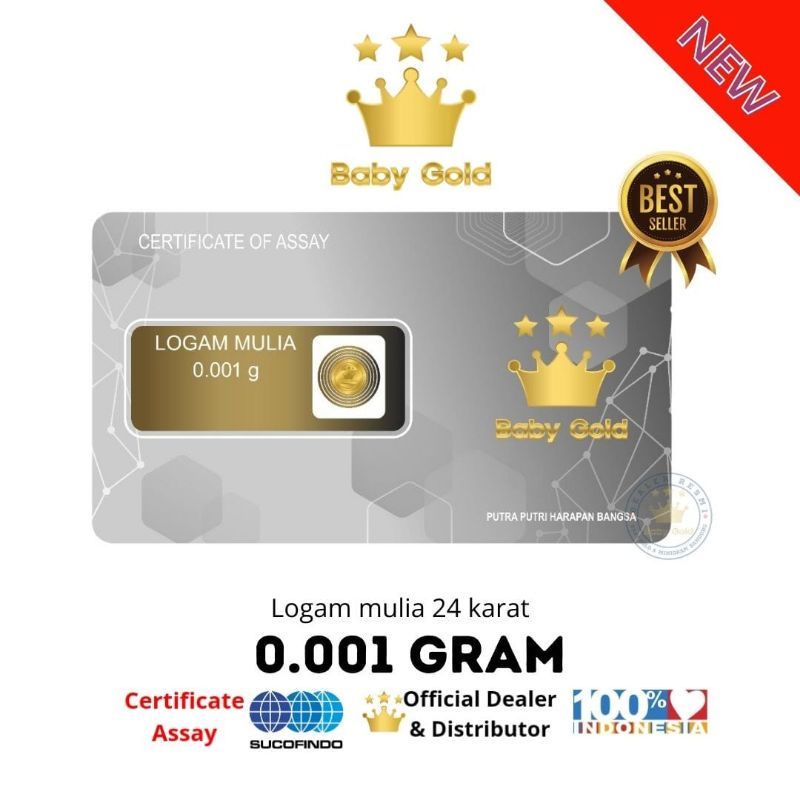 (FREE GIFT) Minigold 0,001 Gram Logam Emas 24 Karat-1