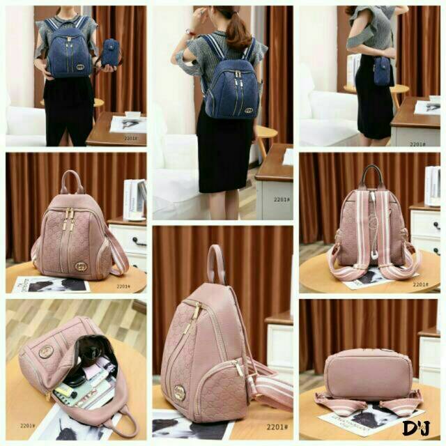 Backpack 2in1 dua res tas ransel wanita fashion mewah harga murah multifungsi tas lokal batam