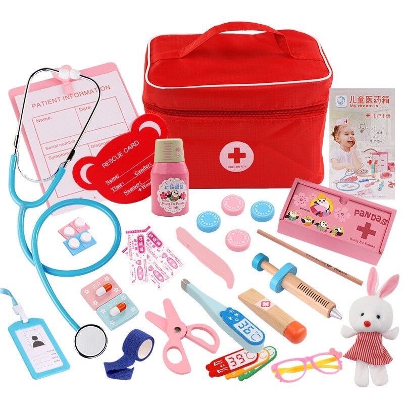 Wodden Toys Medical Doctor Set Mainan Dokter Dokteran Mainan Kayu Mainan Edukasi Anak Kado Anak