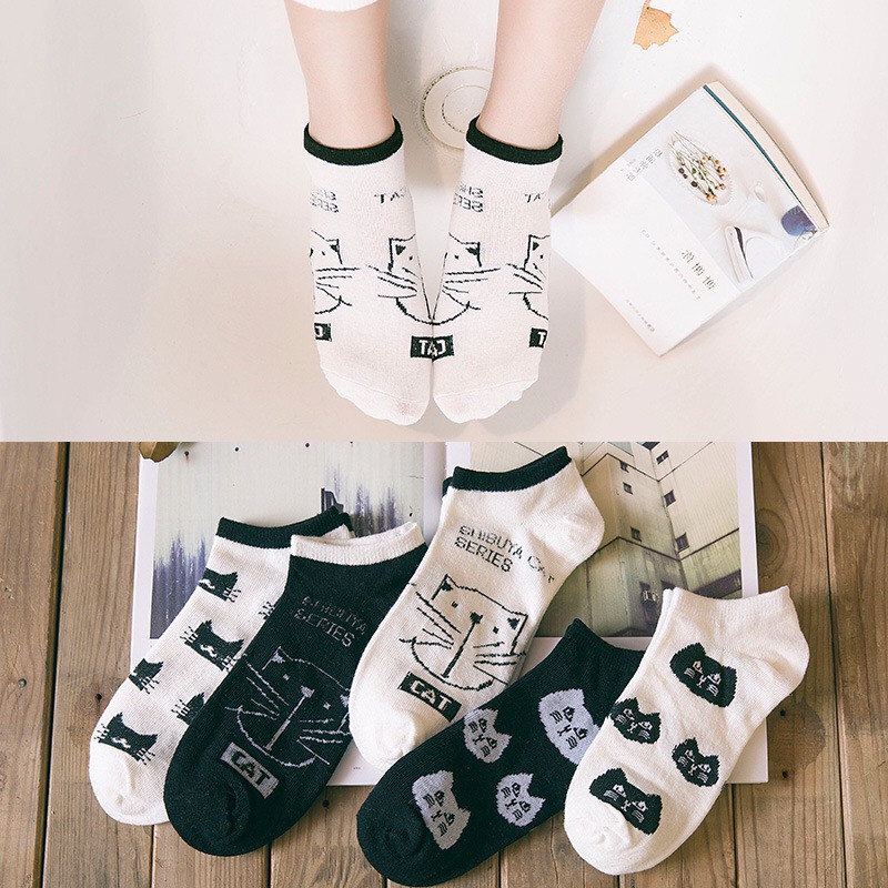 Kaos Kaki Cat Karakter Lucu Wanita D121#