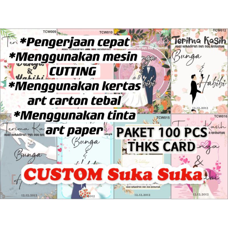 

Thanks wedding card custom isi100pcs / thks card sovenir pernikahan