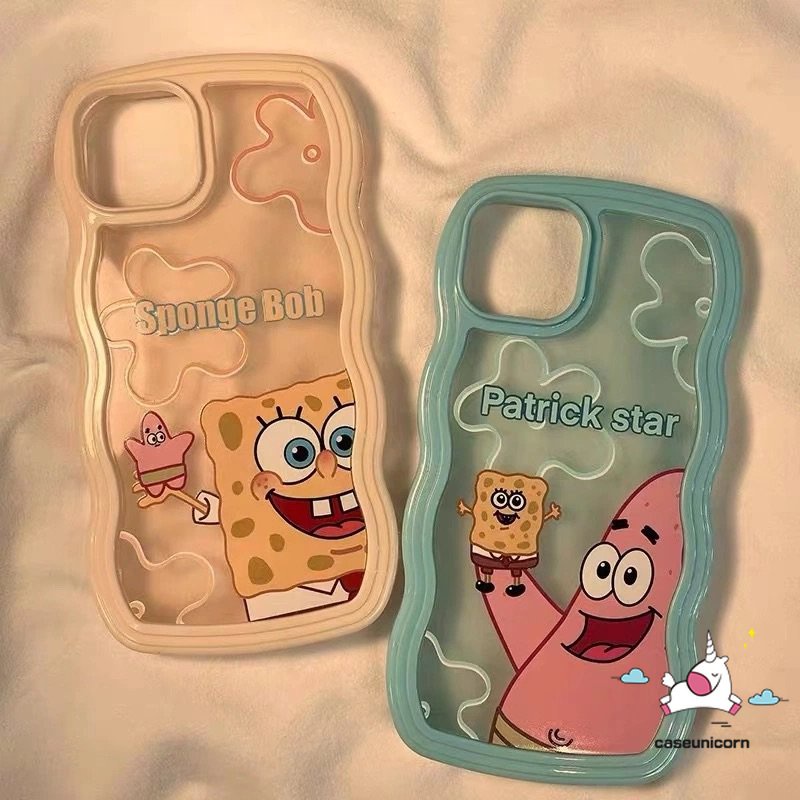 Casing Redmi 12C 9 10 9A 9T 9C NFC 10A Note 10 11 10s 11s 10Pro 9s 9pro 8 9 11pro+POCO M3 X3 NFC Pro Mi 11T Wavy Edge Kartun Lucu SpongeBob Patrick Star Soft Couple Phone Case