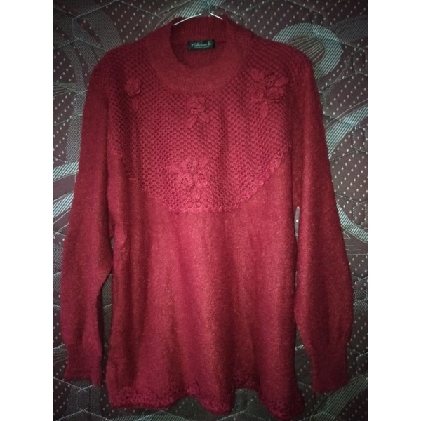 Preloved Sweater Rajut Balon Merah Maroon