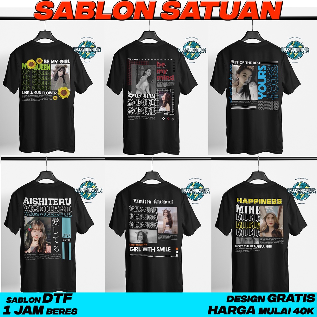 Custom Kaos Desain Aesthetic kastem / Kaos polos Bucin / Bisa ganti foto kamu / Kaos Desain Kamu / Sablon DTF / Kaos custem