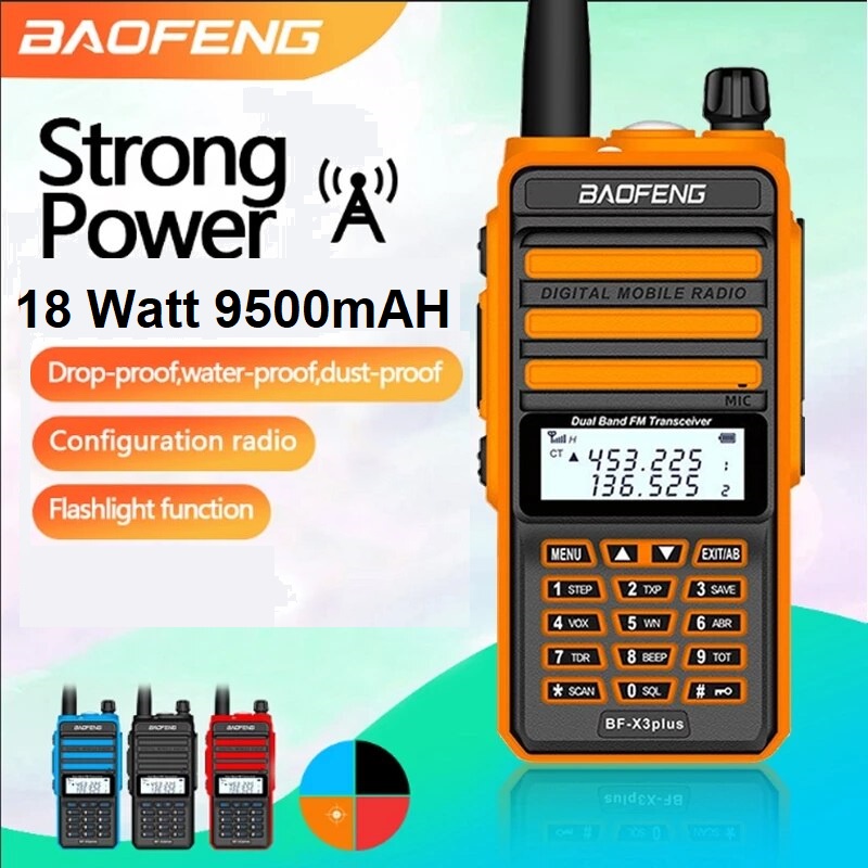 AKN88 - HT BF-X3 Plus Walkie Talkie Dual Band 128CH 18 Watt 9500 Mah