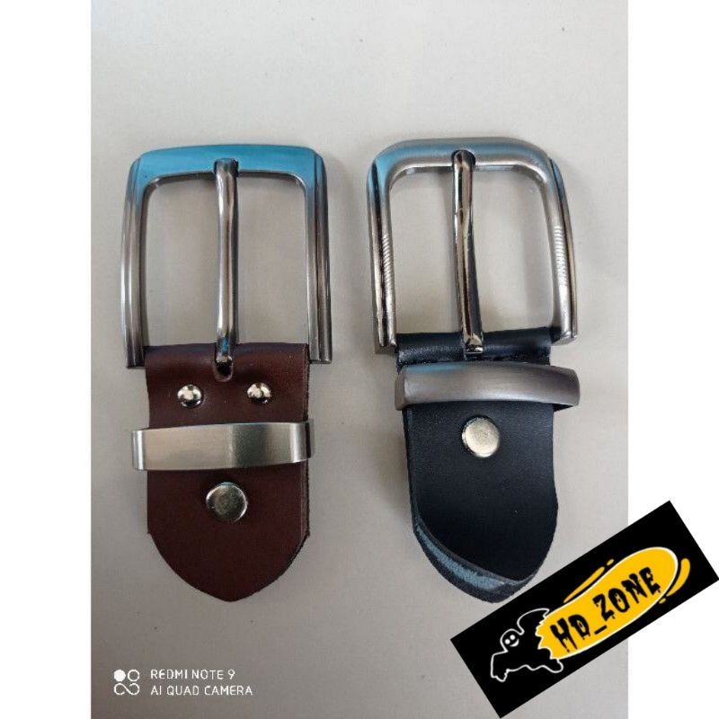 Gesper kepala sabuk kepala ikat pinggang lebar 4cm Kulit Sapi Asli