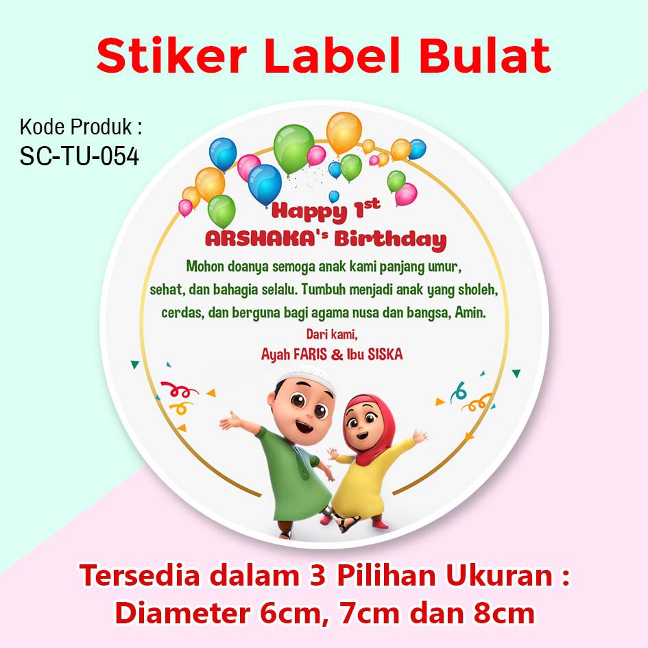 Stiker Label Ulang Tahun Anak Tumpeng Mini Souvenir Nussa Rara Shopee Indonesia