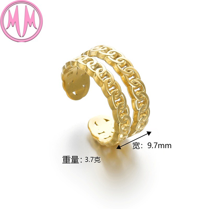 MORYMOSHI R337 Cincin Wanita Ring Rantai Gold Titanium Stainless Anti Karat Anti Luntur Fashion Korea