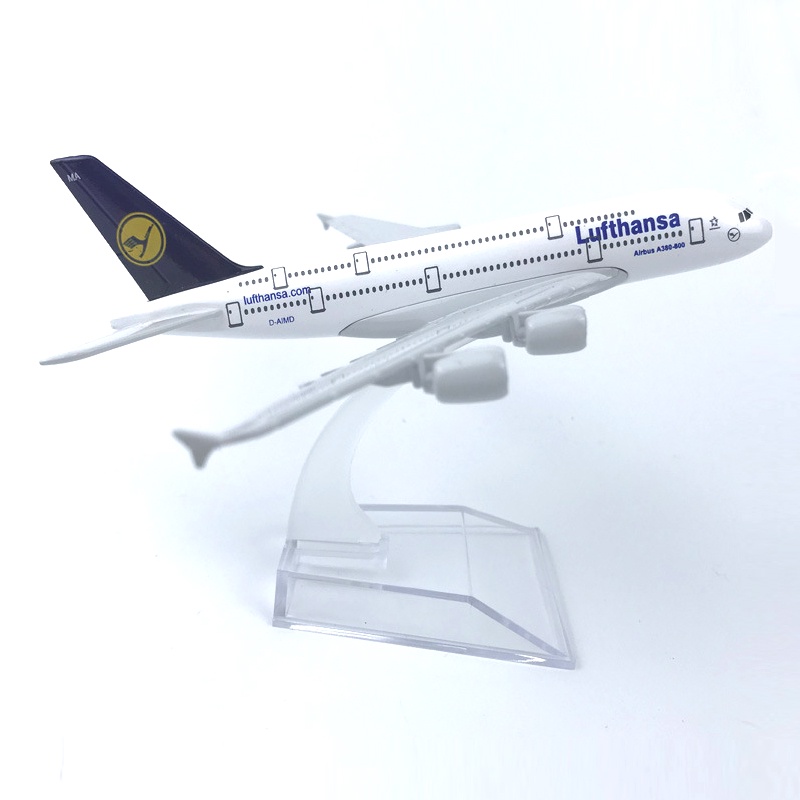 Miniatur Diecast Pesawat Terbang Lufthansa Airbus 380 A380 Bahan Metal Untuk Koleksihadiah