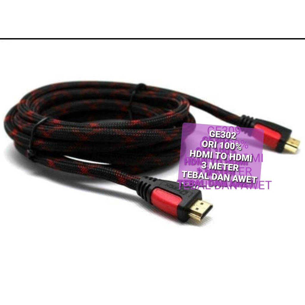 G302 Kabel hdmi 3 meter cable tv televisi monitor cpu komputer led cable high speed hdtv full hd hd universal multi Ps playstation panjang original  HDMI HDMI Panjang kabel 3 meter  BISA SEGALA JENIS TV ATAU MONITOR  KUAT DAN TAHAN LAMA  BERKUALI