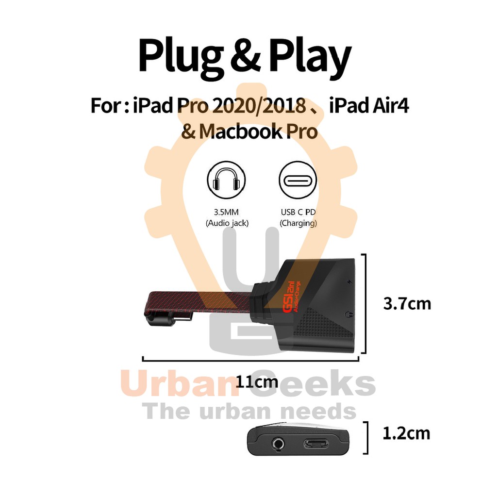 Audio Converter Plextone GS1 Sound Card Type C to 3.5mm Virtual 7.1 CH